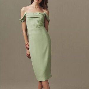 Dress The Population Vickie Off-The-Shoulder Corset Midi Dress